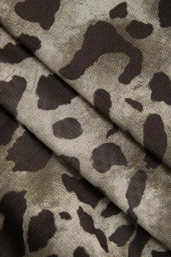 MICAS Midi Dresses-Leopard Print Slit Strapless Midi Dress Contrast Color