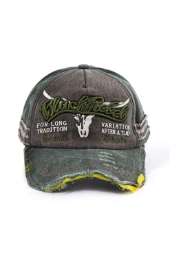 MICAS Accessories-Letter Embroidery Distressed Baseball Hat