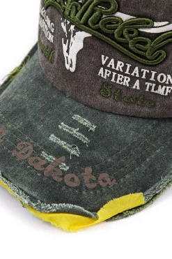 MICAS Accessories-Letter Embroidery Distressed Baseball Hat