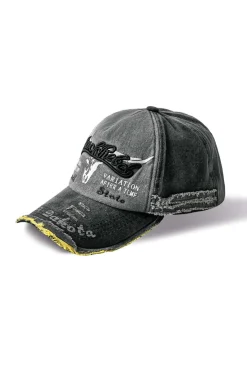 MICAS Accessories-Letter Embroidery Distressed Baseball Hat