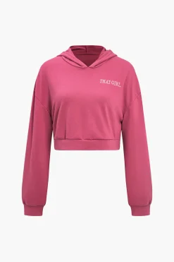 MICAS Pant Sets|Vacation Sets-Letter Embroidery Hooded Top And Tie-Up Trousers Set