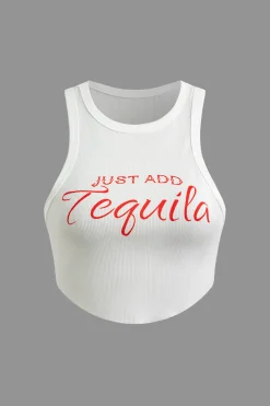 MICAS Tank Tops & Cami-Letter Print Crop Tank Top