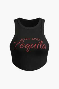 MICAS Tank Tops & Cami-Letter Print Crop Tank Top