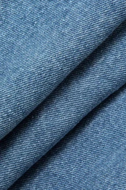 MICAS Skirts-Letter Print Frayed Hem Denim Skirt