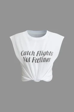 MICAS T-Shirts-Letter Print Sleeveless T-shirt