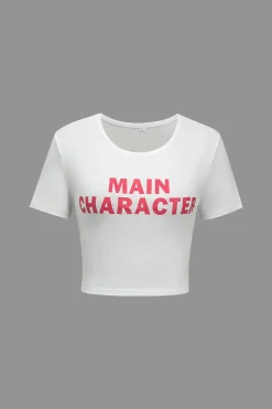 MICAS T-Shirts-Letter Print T-shirt WHITE