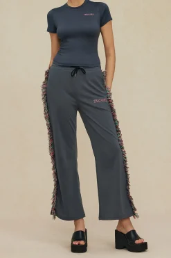 MICAS Pant Sets-Letter Print T-shirt And Tassel Drawstring Pants Set