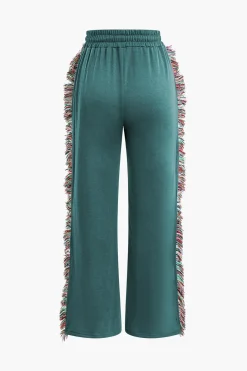 MICAS Pant Sets-Letter Print T-shirt And Tassel Drawstring Pants Set