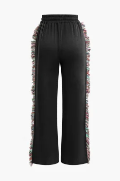 MICAS Pant Sets-Letter Print T-shirt And Tassel Drawstring Pants Set