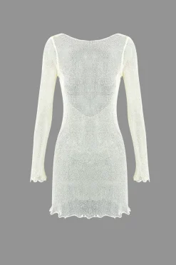 MICAS Swimwear-Lettuce Trim Backless Cover Up WHITE