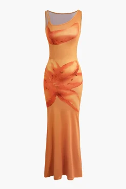 MICAS Maxi Dresses-Lily Print Tank Maxi Dress TANGERINE