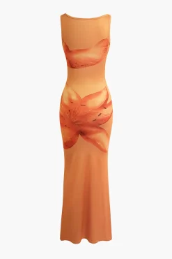 MICAS Maxi Dresses-Lily Print Tank Maxi Dress TANGERINE