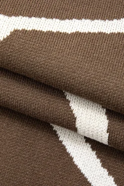 MICAS Knitwear|Knit Dresses-Line Pattern Cut Out Slit Knit Maxi Dress