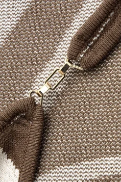 MICAS Knitwear|Knit Dresses-Line Pattern Cut Out Slit Knit Maxi Dress