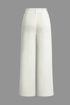 MICAS Pants-Linen Asymmetrical Zipper Straight Leg Pants