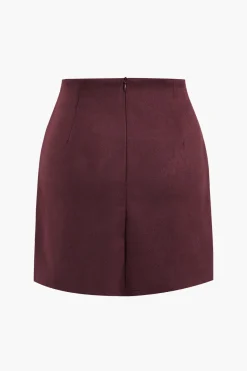 MICAS Skirts-Linen Button Patchwork Pleated Skirt