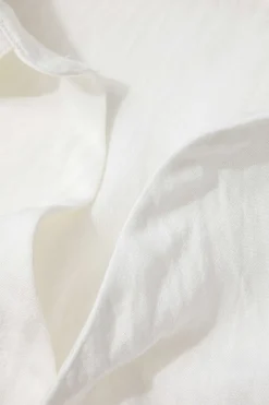 MICAS Long Sleeve Tops|Long Sleeves Tops-Linen-Blend Twist Long Sleeve V-neck Shirt WHITE