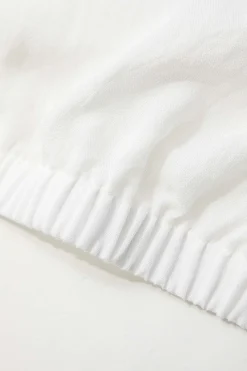 MICAS Long Sleeve Tops|Long Sleeves Tops-Linen-Blend Twist Long Sleeve V-neck Shirt WHITE