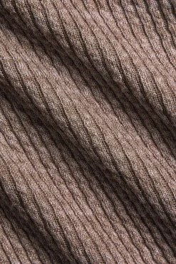 MICAS Bodysuits-Long Sleeve Asymmetrical Bodysuit TAN