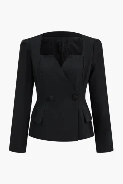 MICAS Skirt Sets-Long Sleeve Pocket Top And Skirt Set BLACK