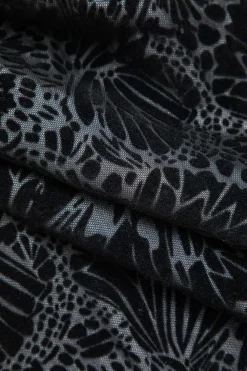 MICAS Skirt Sets-Long Sleeve Top And Cut Out Skirt Set BLACK