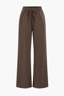 MICAS Pant Sets-Long Sleeve Top And Drawstring Trousers Set BROWN