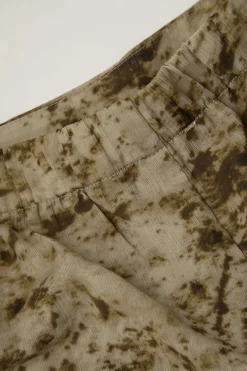 MICAS Pants-Low Rise Tie Dye Tie Waist Flare Leg Pants BROWN