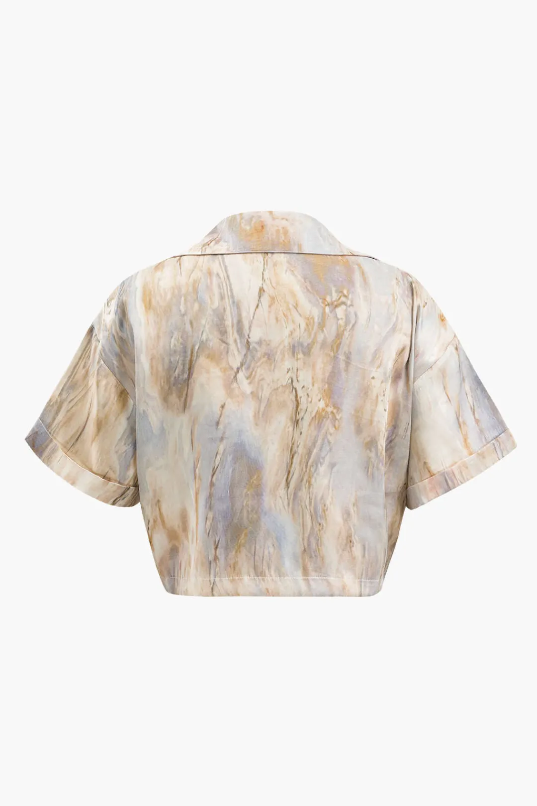 MICAS Blouses & Shirts-Marble Print Twist Hem Crop Shirt MULTICOLOR