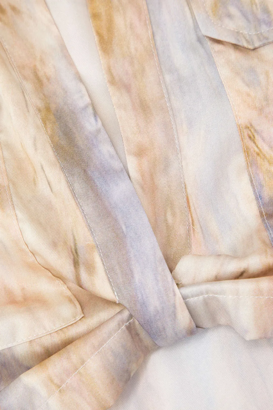 MICAS Blouses & Shirts-Marble Print Twist Hem Crop Shirt MULTICOLOR