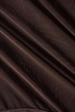 MICAS Bodysuits|Corset & Bustier Tops-Mesh Backless Bustier Bodysuit BROWN