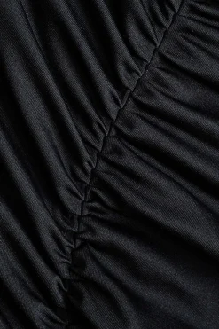 MICAS Maxi Dresses-Mesh Backless Patchwork Strapless Maxi Dress BLACK