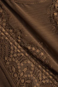 MICAS Tank Tops & Cami-Mesh Embroidery Slip Cami Top BROWN