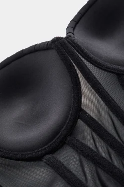 MICAS Tank Tops & Cami-Mesh Lace Corset Bustier Cami Top BLACK