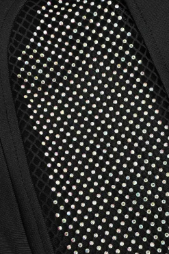 MICAS Jumpsuits & Rompers-Mesh Panel Flared Leg Jumpsuit BLACK