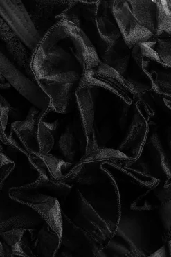 MICAS Mini Dresses-Mesh Patchwork Off Shoulder Strapless Sleeveless Mini Dress BLACK