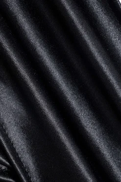 MICAS Bodysuits-Mesh Satin Patchwork Sheer Long Sleeve Bodysuit BLACK