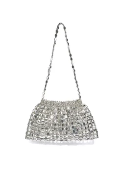 MICAS Bags|Accessories-Metal Beaded Retro Shoulder Bag SILVER