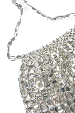 MICAS Bags|Accessories-Metal Beaded Retro Shoulder Bag SILVER