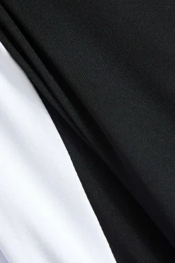 MICAS Long Sleeve Dresses|Midi Dresses-Metal Buckle One Shoulder Patchwork Long Sleeve Midi Dress Contrast Color