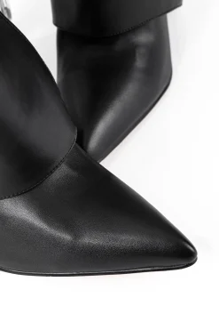 MICAS Shoes|Boots-Metal Buckle Pointed Knee High Boots BLACK