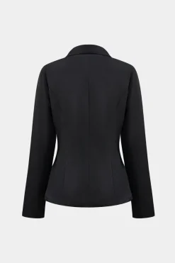 MICAS Outerwear|Outerwear-Metal Button V-neck Blazer BLACK