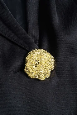 MICAS Outerwear|Outerwear-Metal Button V-neck Blazer BLACK