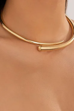MICAS Necklaces|Accessories-Metal Choker Open Necklace GOLD