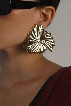 MICAS Earrings|Accessories-Metal Exaggerated Geometric Daisy Earring GOLD