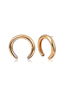 MICAS Earrings|Accessories-Metal Exaggerated Geometric Semicircular Earrings GOLD