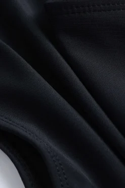 MICAS Swimwear-Metal Flower Decor Ruffle Bikini Set BLACK