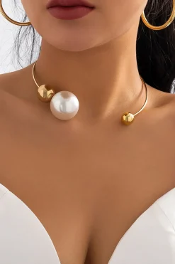 MICAS Necklaces|Accessories-Metal Pearl Necklaces