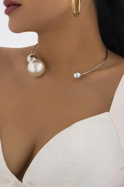 MICAS Necklaces|Accessories-Metal Pearl Necklaces