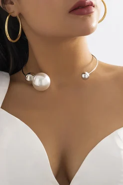 MICAS Necklaces|Accessories-Metal Pearl Necklaces