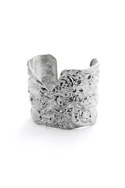 MICAS Bracelets|Accessories-Metal V Notch Cuff Bracelet SILVER
